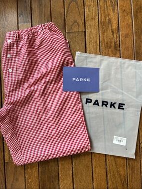 Parke Red Gingham Linen Pants Pants Coastal Collection Size Large NEW IN BAG NWT